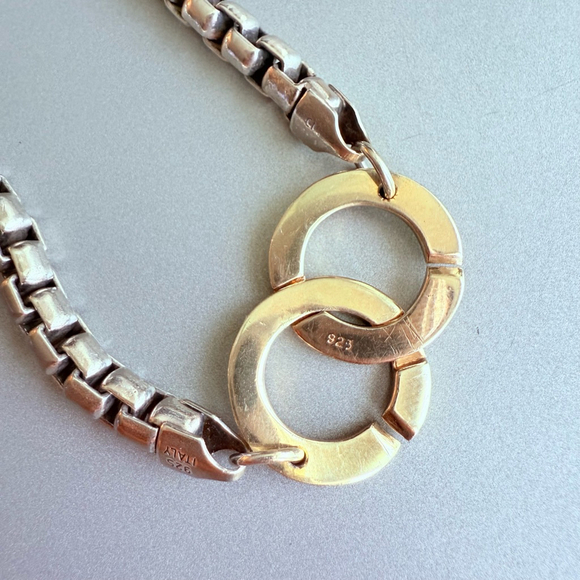 Box Chain 5.5mm 925 Sterling Silver Interlocking Circles Fine Necklace I… - Picture 5 of 6